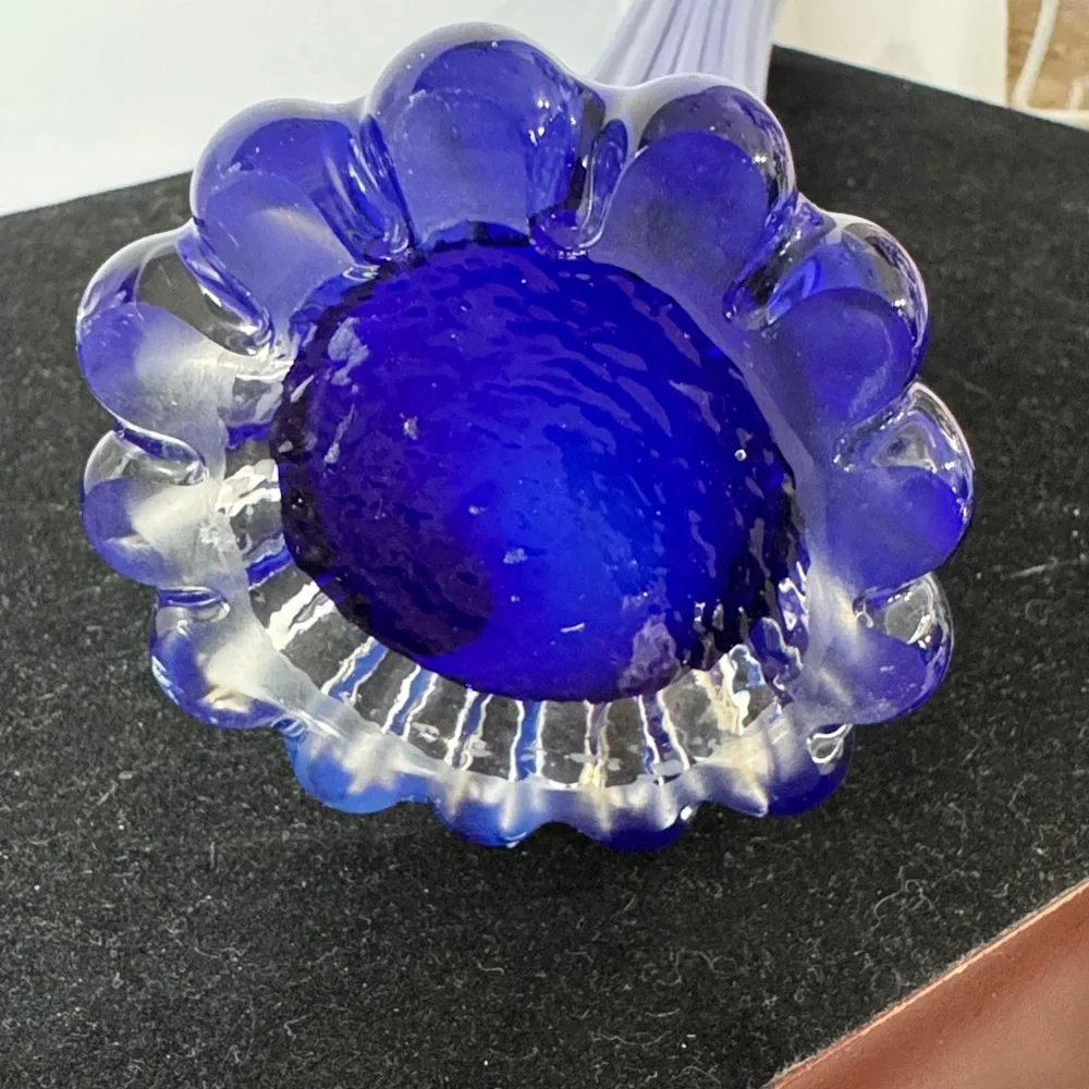 Vintage (MCM)Handblown Cobalt Blue  glass bud vase 11.5”h